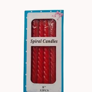 Vela en espiral roja cajita de 12 unidades