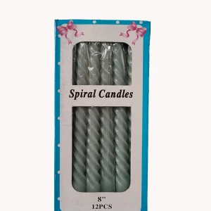 Vela en espiral color verde. Cajita de 12 unidades
